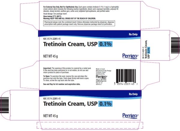 Tretinoin Cream USP 0.1%, Perrigo brand.
