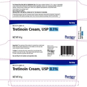 Tretinoin 0.1% Cream, Perrigo brand.