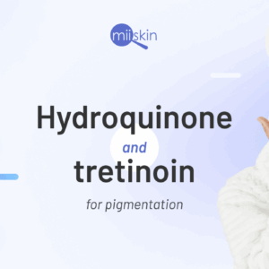 Hydroquinone and tretinoin cream. Skincare treatment.