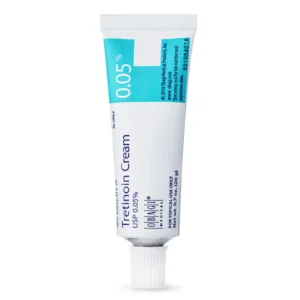 Tretinoin cream tube. Acne treatment.