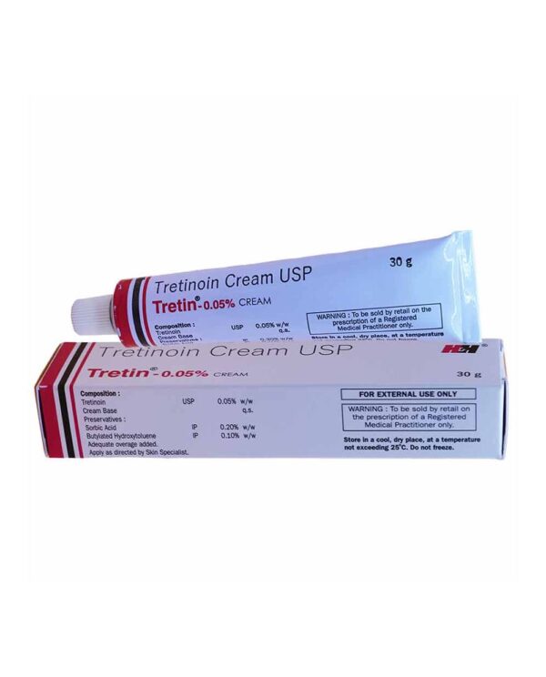 Tretinoin Cream Generic: Tube of topical retinoid cream.