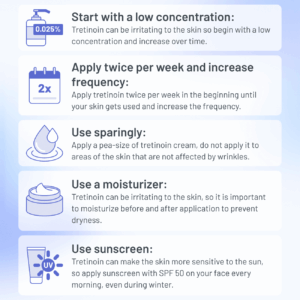 Tretinoin guide for wrinkle reduction.